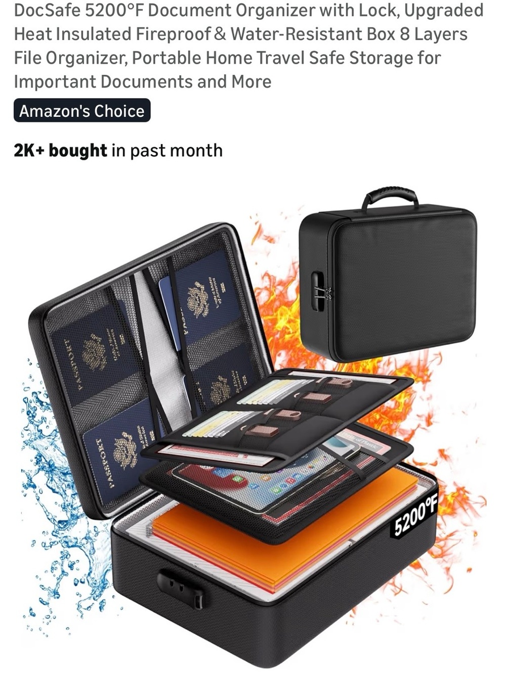 DocSafe Fireproof and Waterproof Locked Organizer